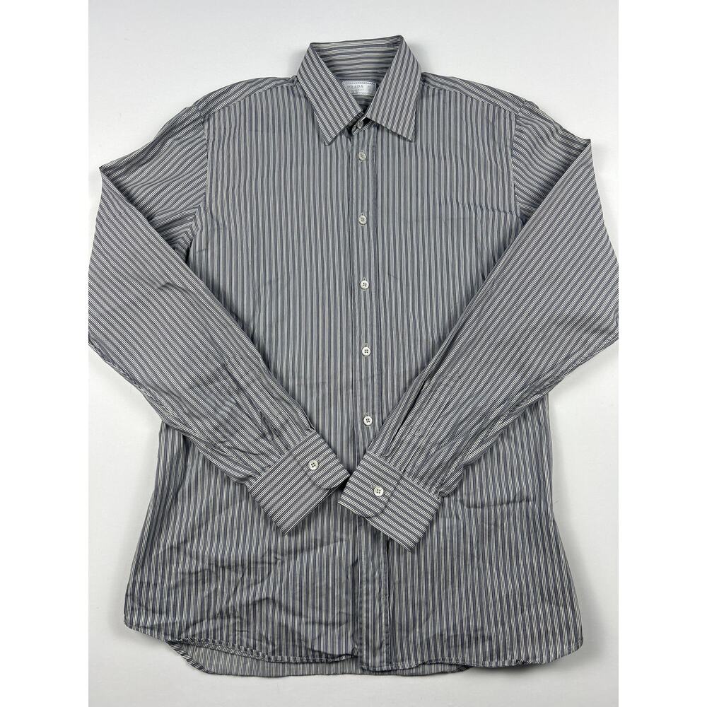 Prada Button Up Shirt Mens 41/16 Striped Made in Italy